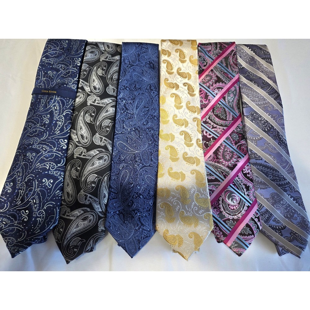 Lot of 5 Men's Designer Random Variety Multicolor Paisley Ties NWOT